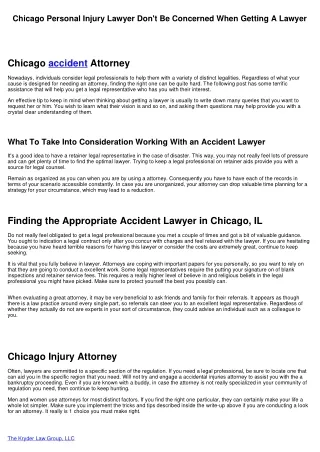 Chicago Personal Injury Lawyer Don't Be Concerned When Hiring A Legal professional