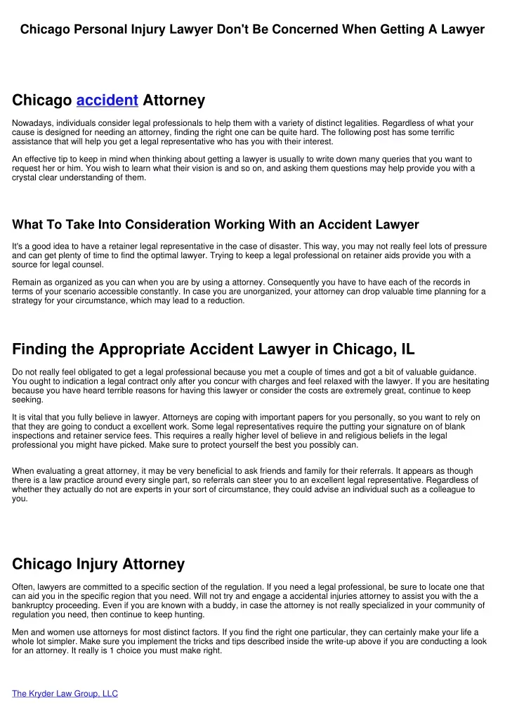 chicago personal injury lawyer don t be concerned