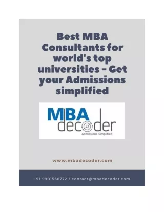 Best MBA Application Consultant for Top Universities – MBADecoder