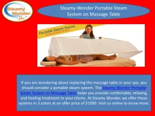 steamy wonder portable steam system on massage
