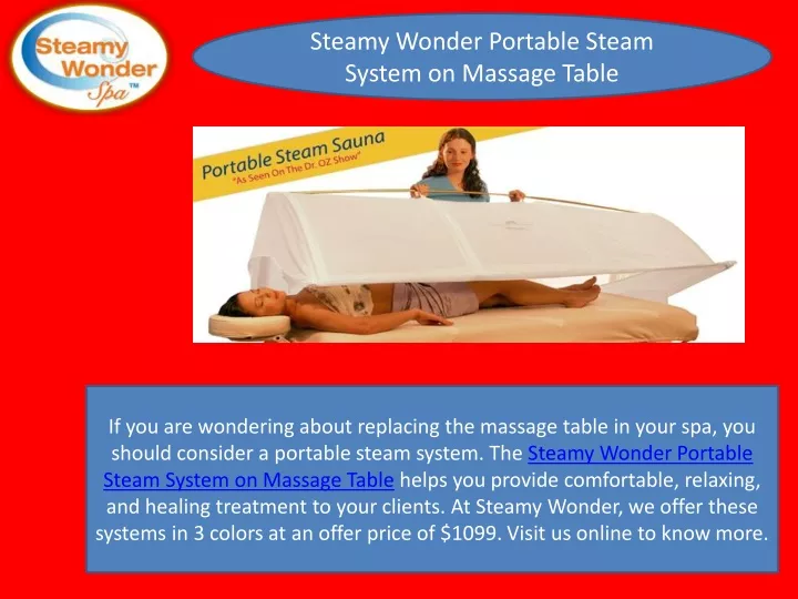 steamy wonder portable steam system on massage