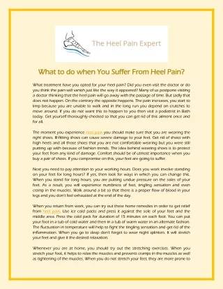 What to do when You Suffer From Heel Pain