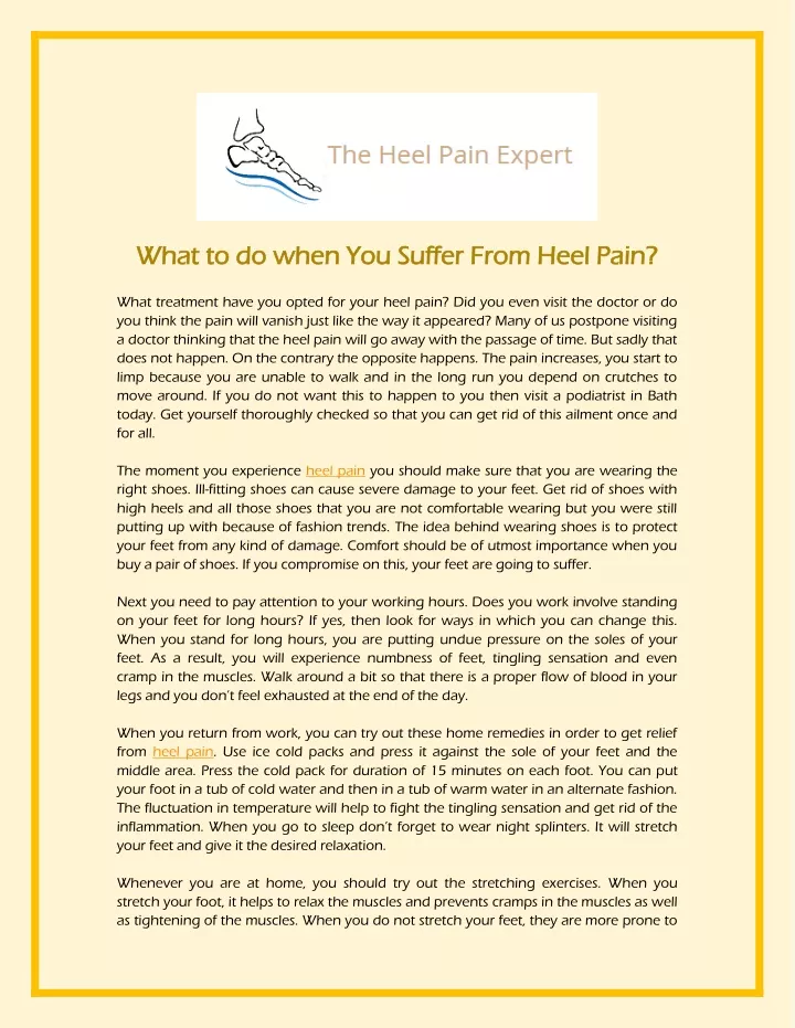 what to do when you suffer from heel pain what
