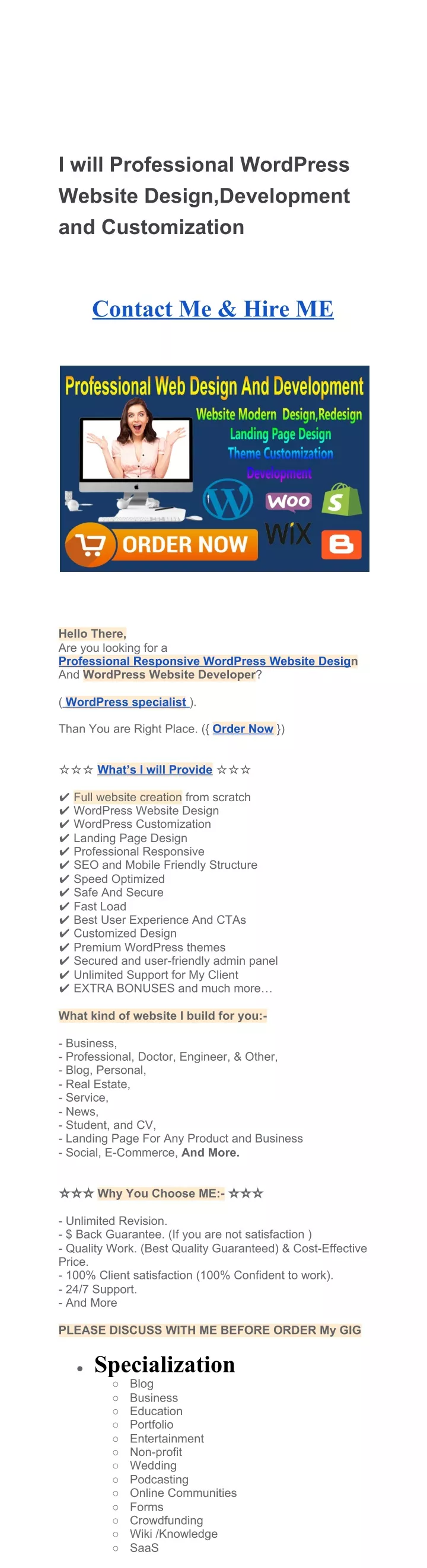 i will professional wordpress website design