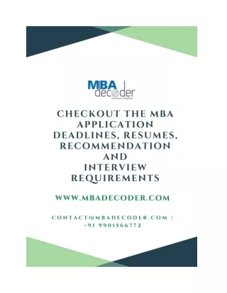 MBA Admission Application Deadlines for leading B-Schools