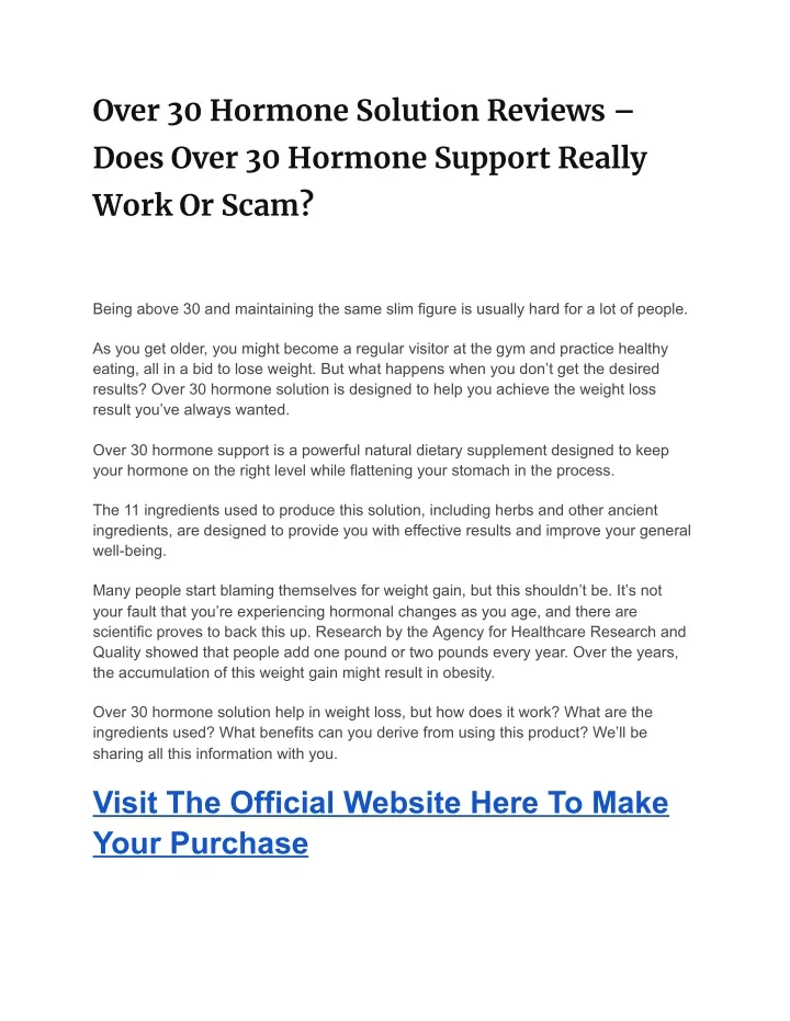over 30 hormone solution reviews does over