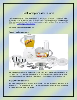 Best food processor in India