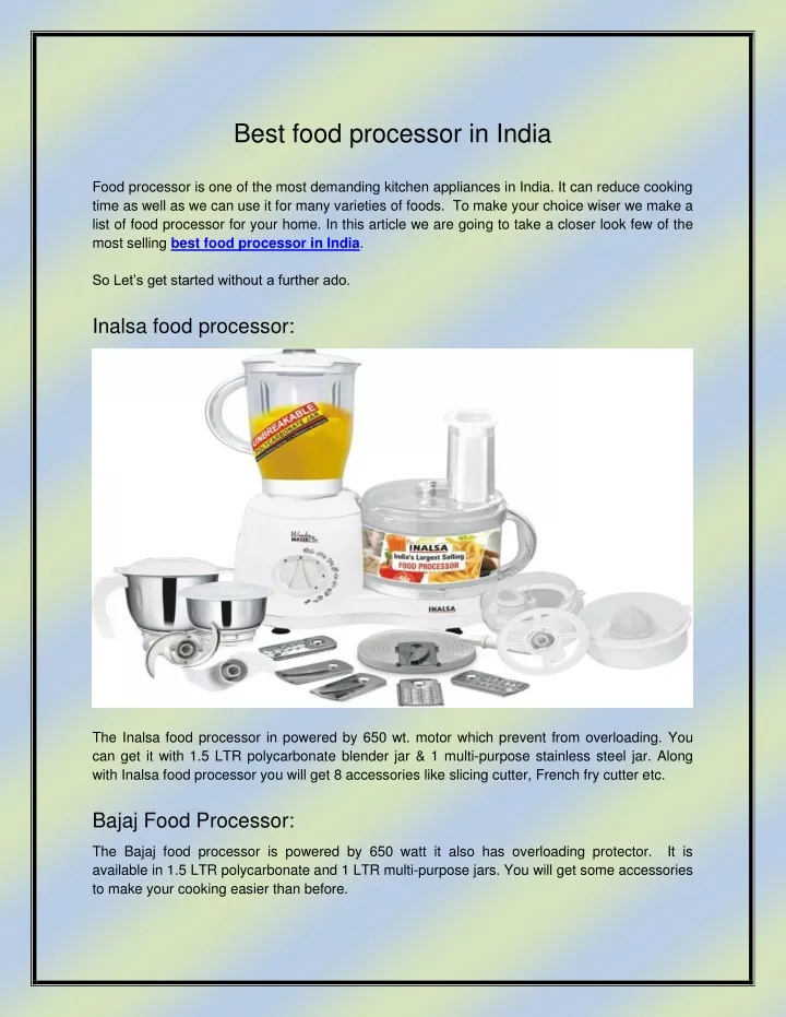 best food processor in india