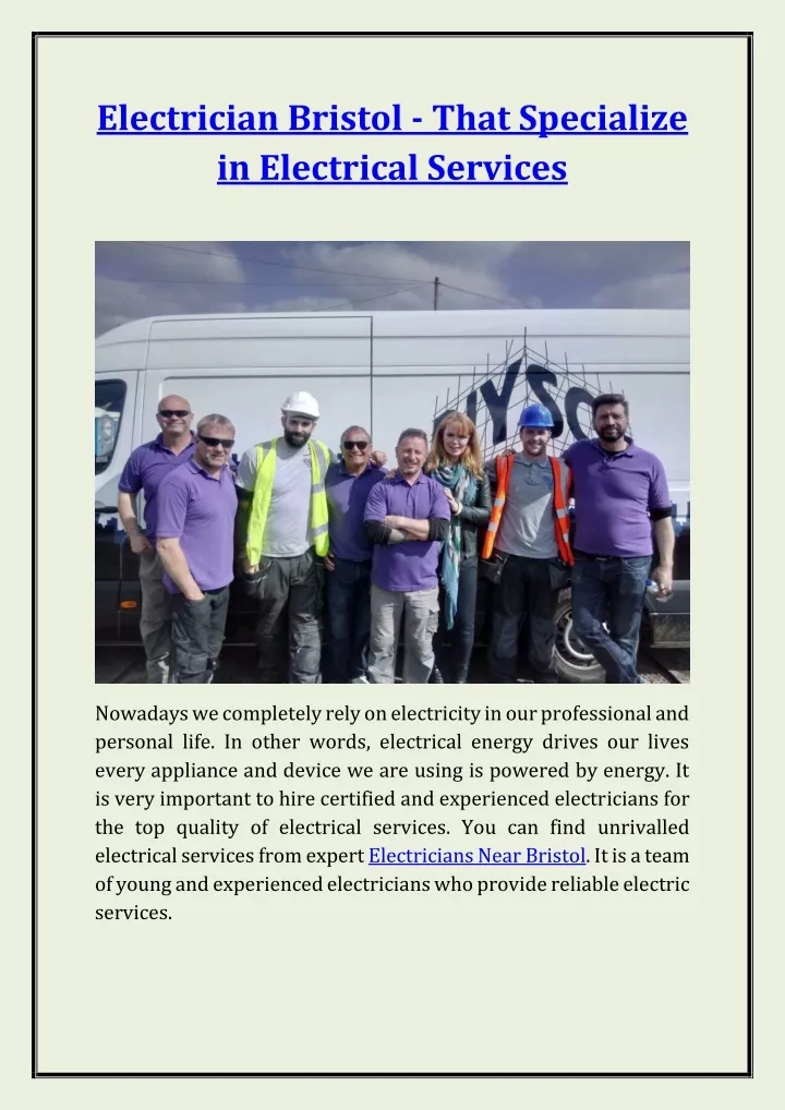 electrician bristol that specialize in electrical