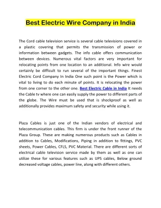 best electric wire company in india