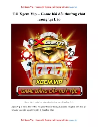 Tải Xgem Vip – Game bài đổi thưởng chất lượng tại Lào