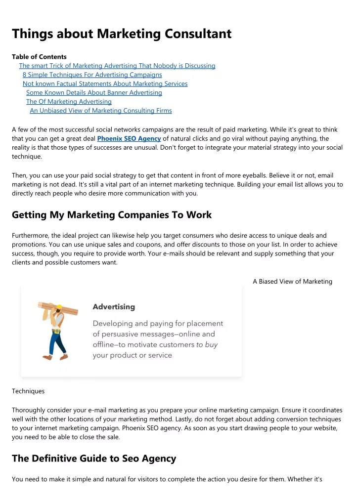 things about marketing consultant