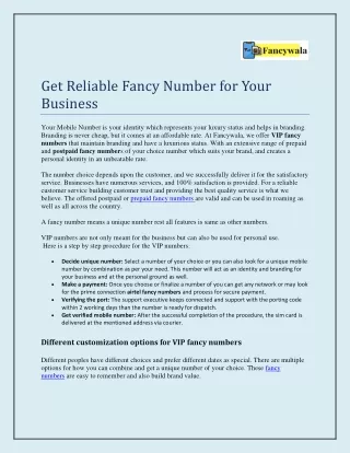 Get Reliable Fancy Number for Your Business