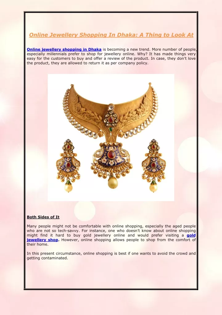 online jewellery shopping in dhaka a thing