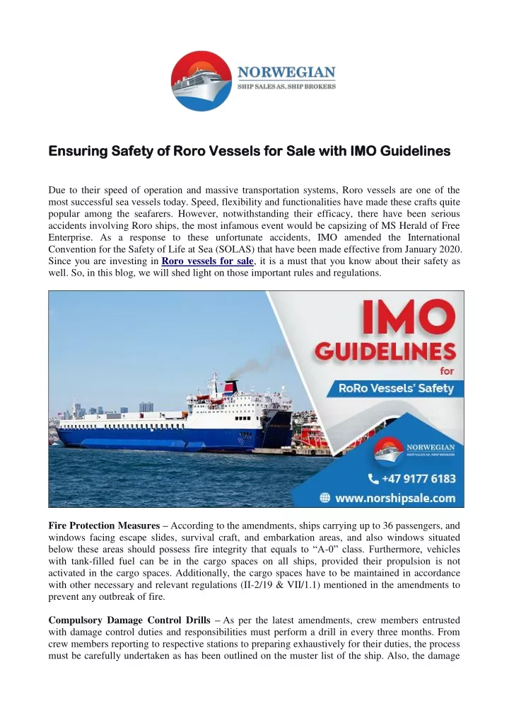 ensuring safety of roro vessels for sale with