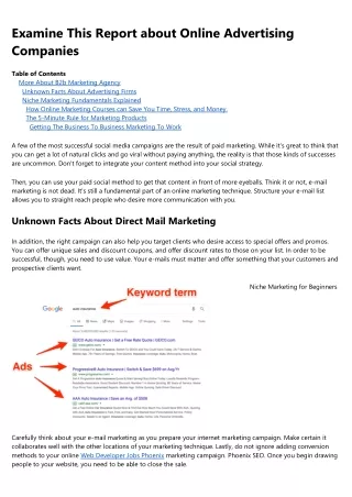 examine this report about online advertising