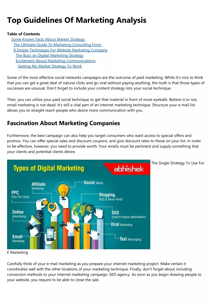 top guidelines of marketing analysis