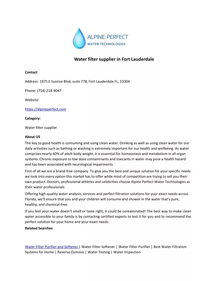 alpine perfect water technologies