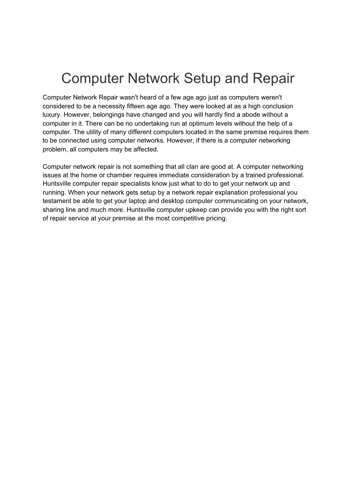 computer network setup and repair
