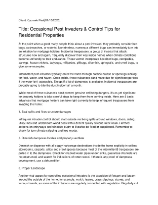 client cycreek pest 01 10 2020 title occasional