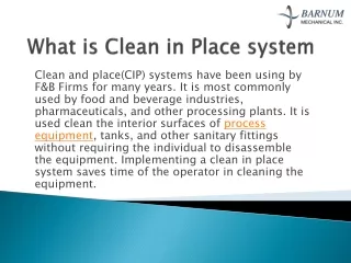 what is clean in p lace system