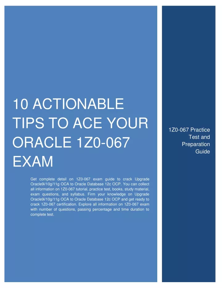 10 actionable tips to ace your oracle 1z0 067 exam