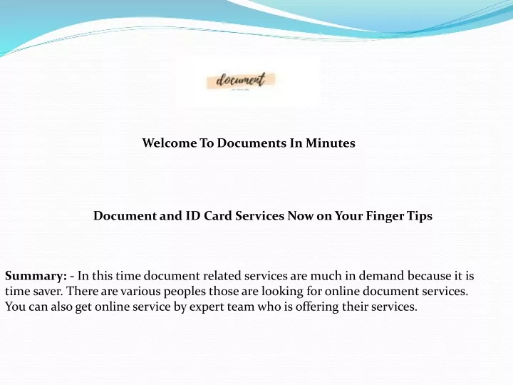 welcome to documents in minutes