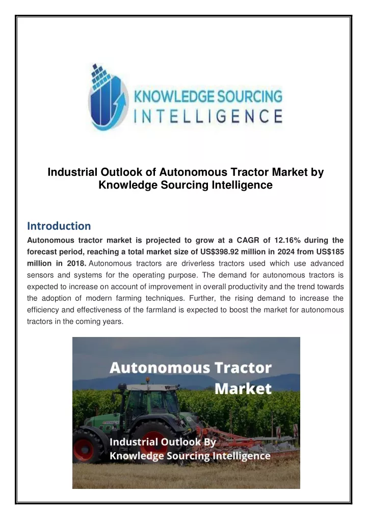 industrial outlook of autonomous tractor market