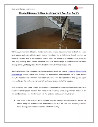 Flooded Basement: Here Are Important Do's And Dont's