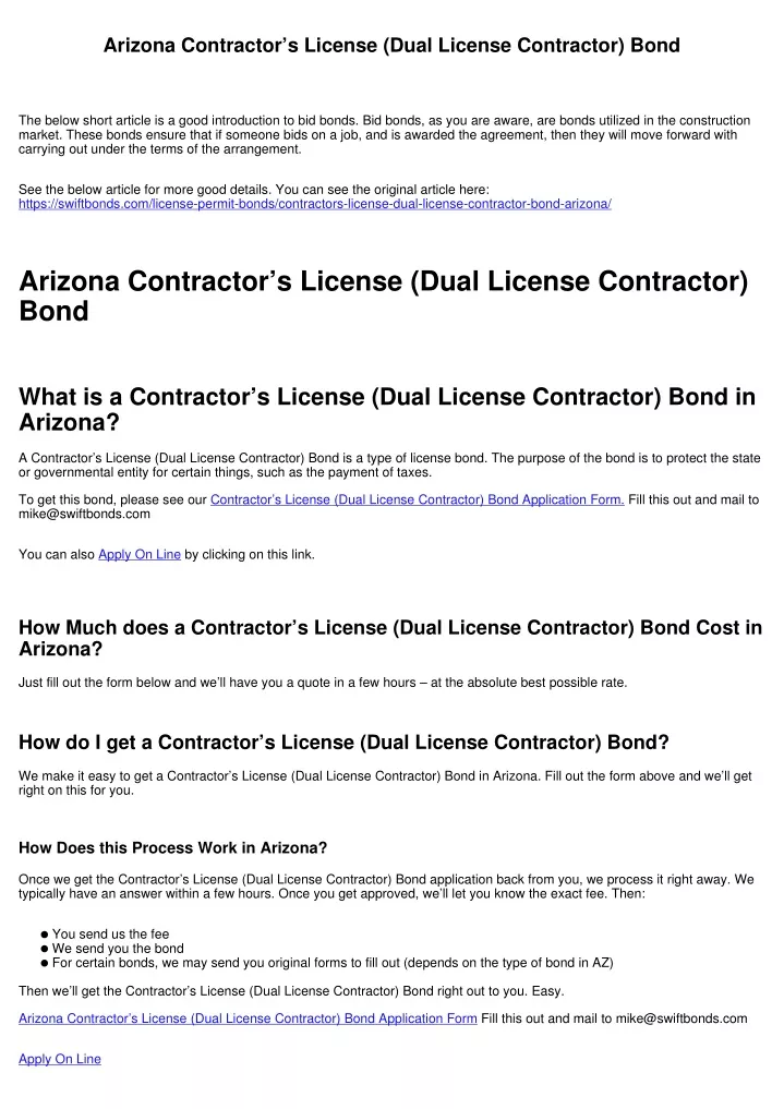 arizona contractor s license dual license