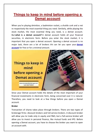 Things to keep in mind before opening a Demat account