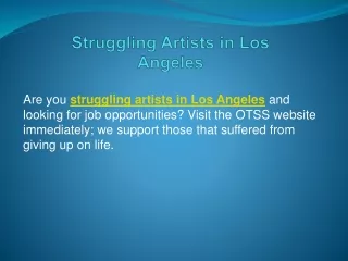 Struggling Artists in Los Angeles