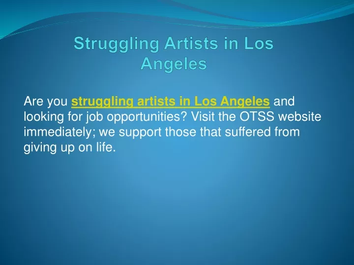 struggling artists in los angeles