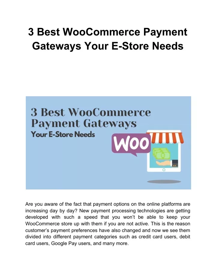 3 best woocommerce payment gateways your e store