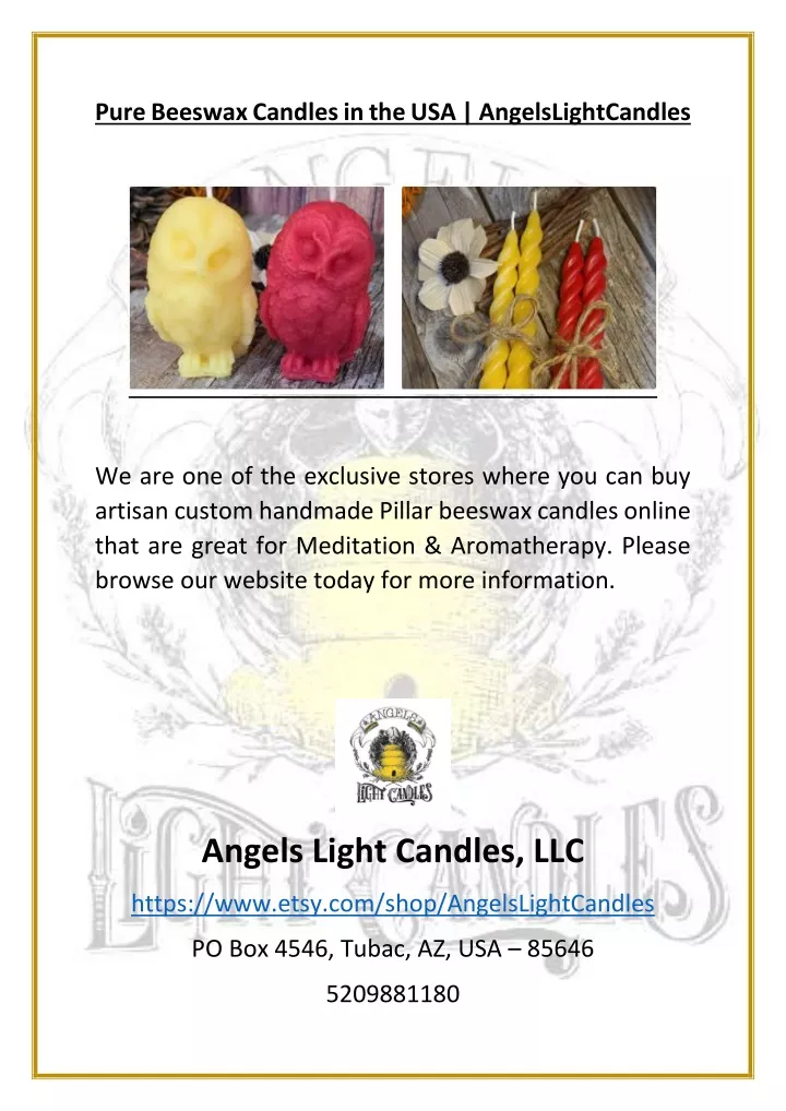 pure beeswax candles in the usa angelslightcandles