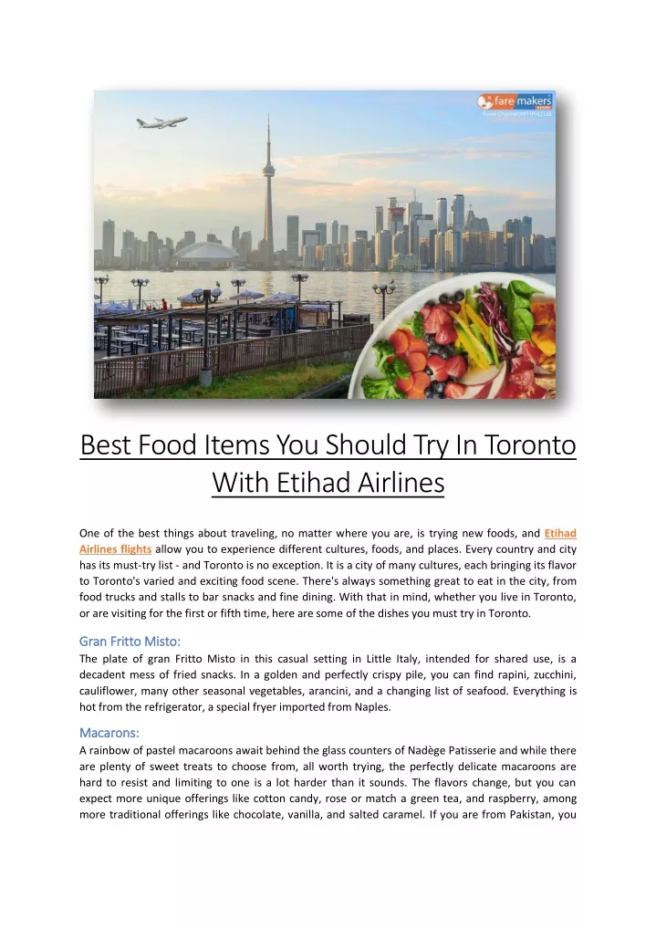 best food items you should try in toronto with