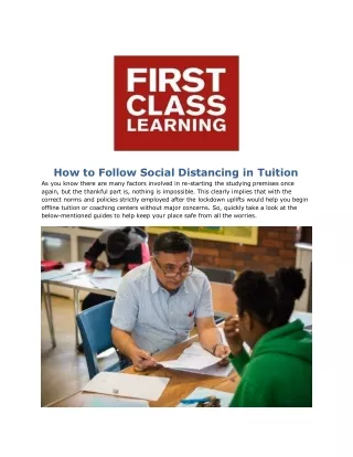 How to Follow Social Distancing in Tuition