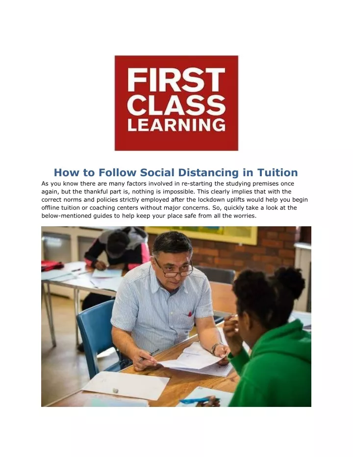how to follow social distancing in tuition