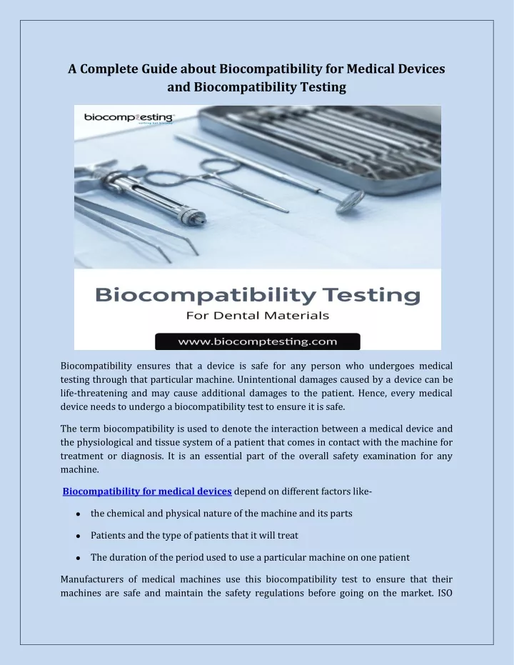 a complete guide about biocompatibility