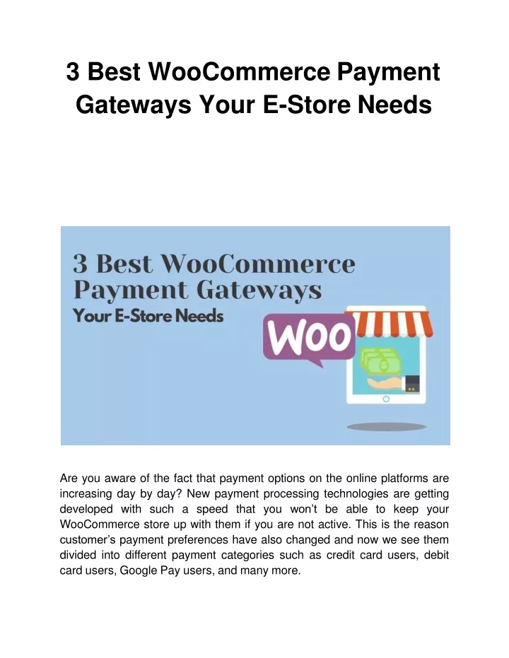 3 best woocommerce payment gateways your e store needs