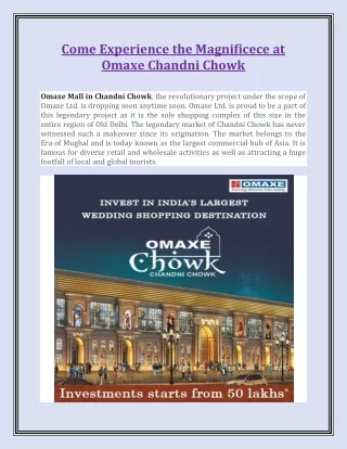 Come Experience the Magnificece at Omaxe Chandni Chowk 1511