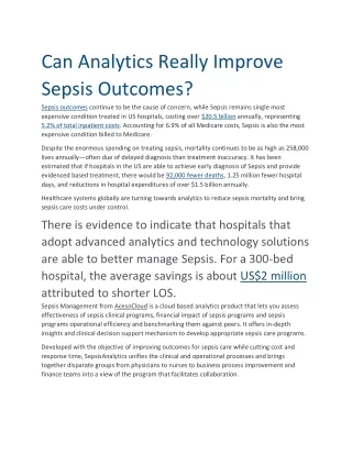 Can Analytics Really Improve Sepsis Outcomes?