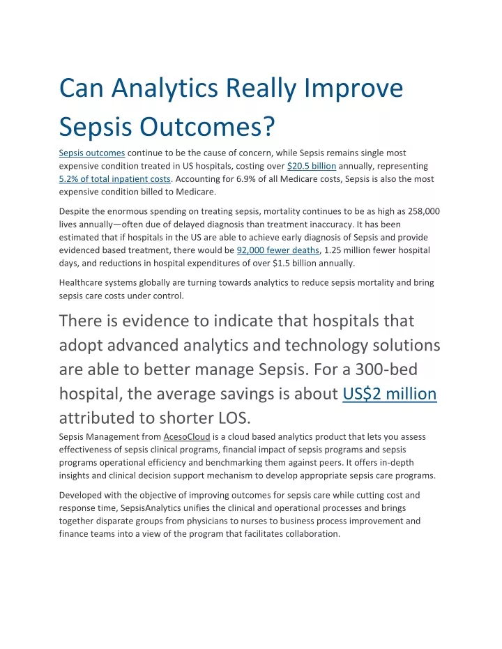 can analytics really improve sepsis outcomes