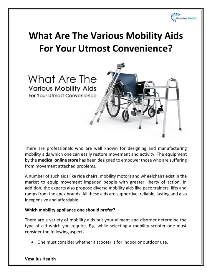 what are the various mobility aids for your