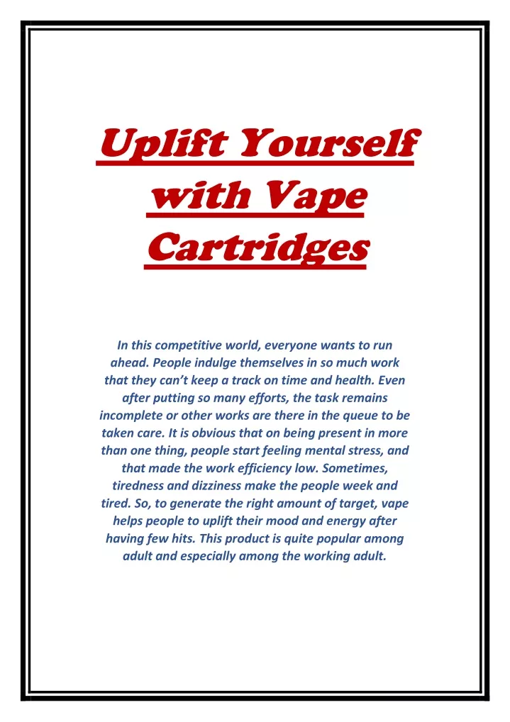 uplift yourself with vape cartridges