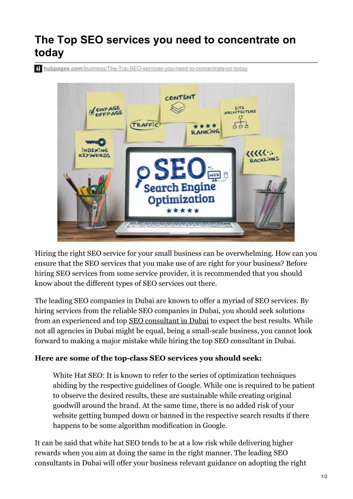 the top seo services you need to concentrate