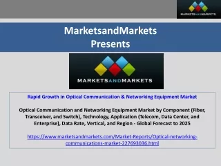 Rapid Growth in Optical Communication & Networking Equipment Market