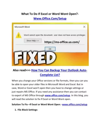 what to do if excel or word wont open www office