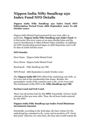 nippon india nifty smallcap 250 index fund