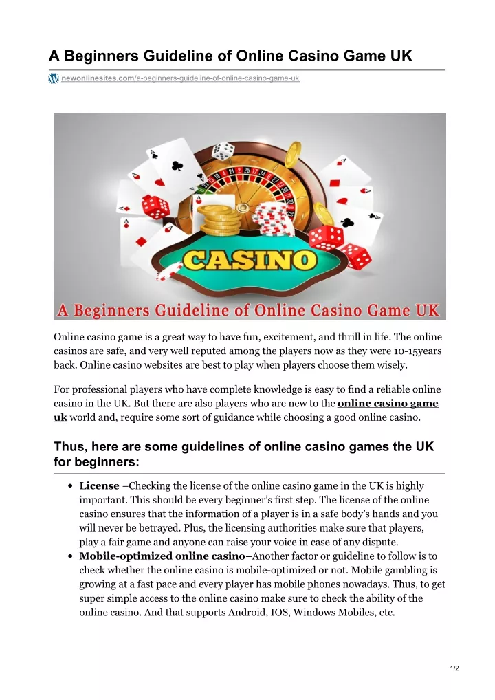 a beginners guideline of online casino game uk